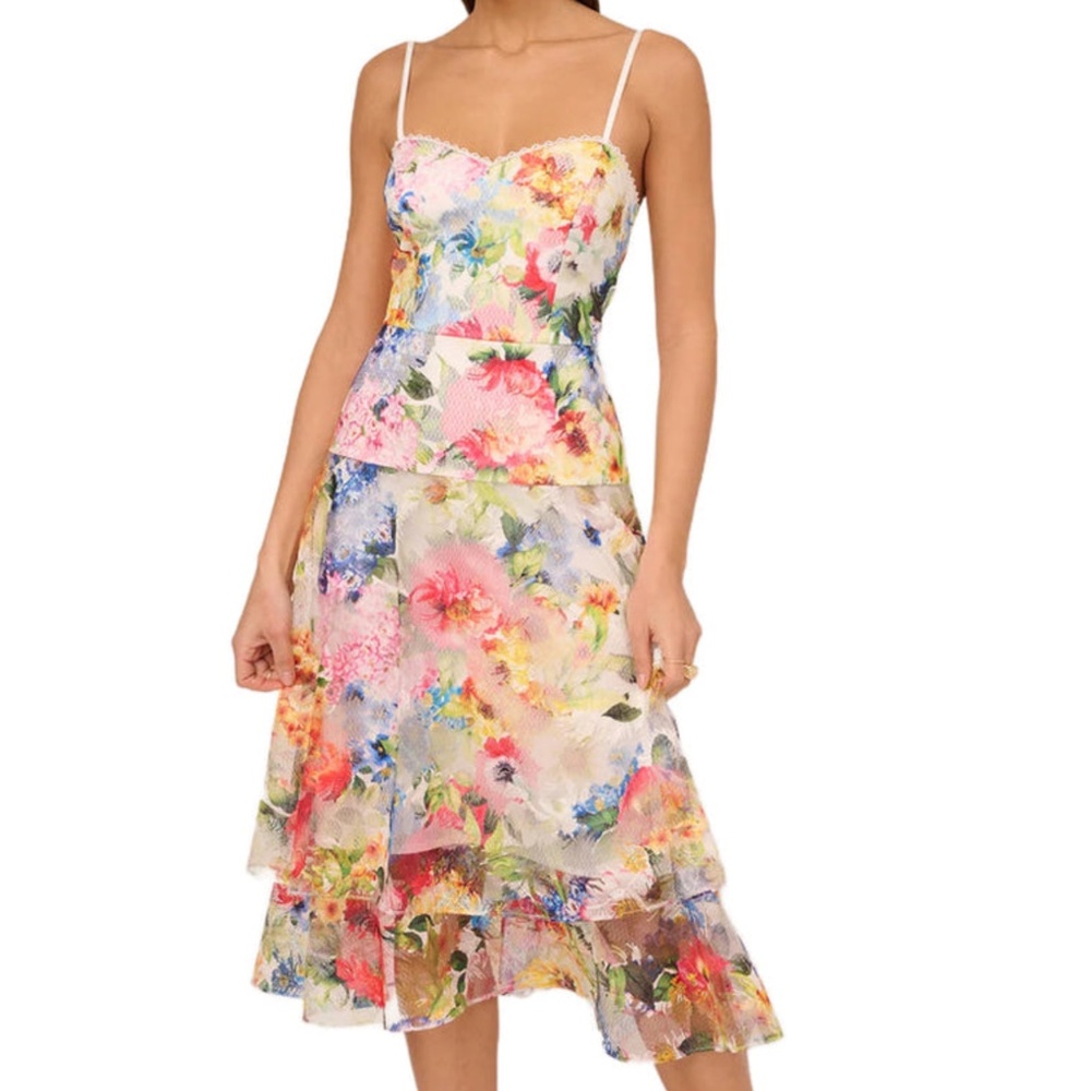 Adrianna Papell - Printed Floral Midi Dress